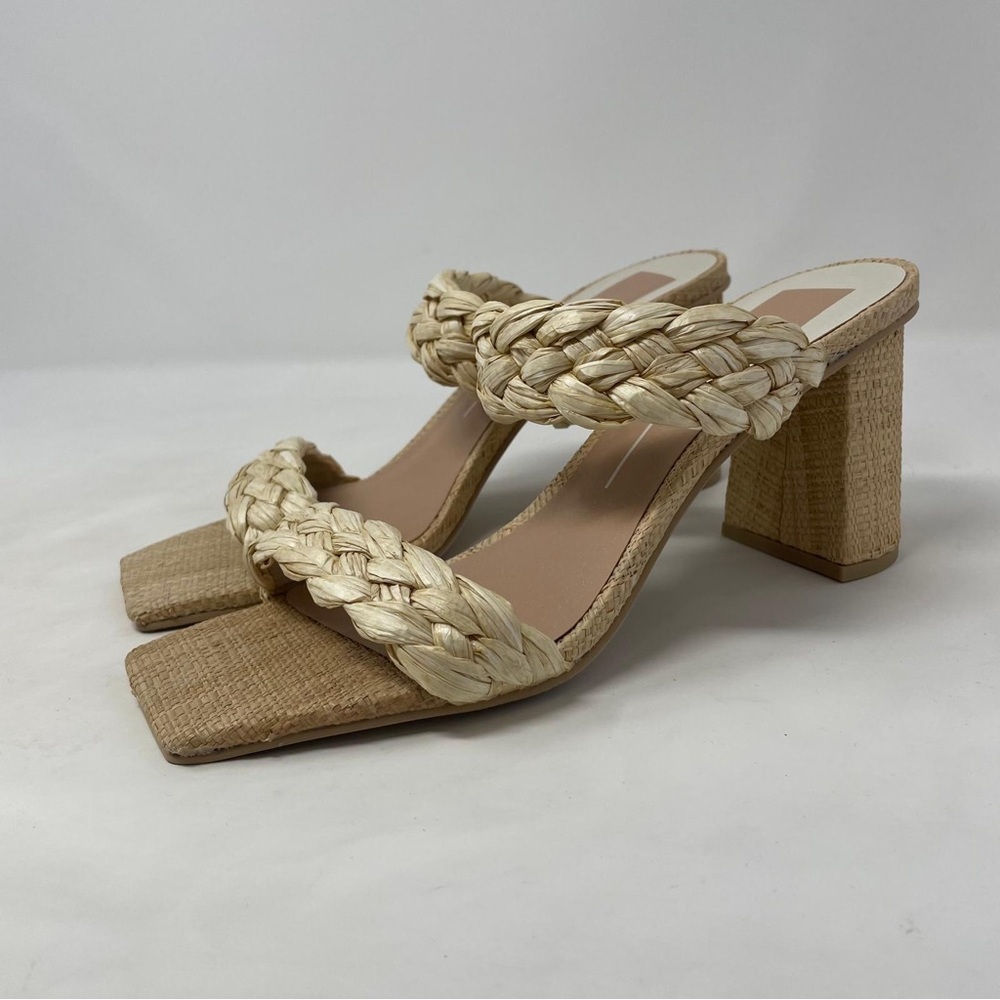 Dolce Vita Pailey Natural Raffia Woven High Heel Slide Sandals - NWT - Picture 9 of 12